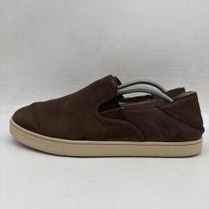 Mens Size 12 Olukai Kahu 'ili Brown Leather Slip on Loafer Sneakers 10384-6320